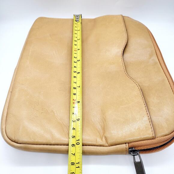 Tri-Antler Tan Leather Padded Lined Multi-use Tablet Laptop Pouch Unisex - Picture 9 of 10